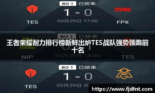 王者荣耀耐力排行榜新鲜出炉TES战队强势领跑前十名